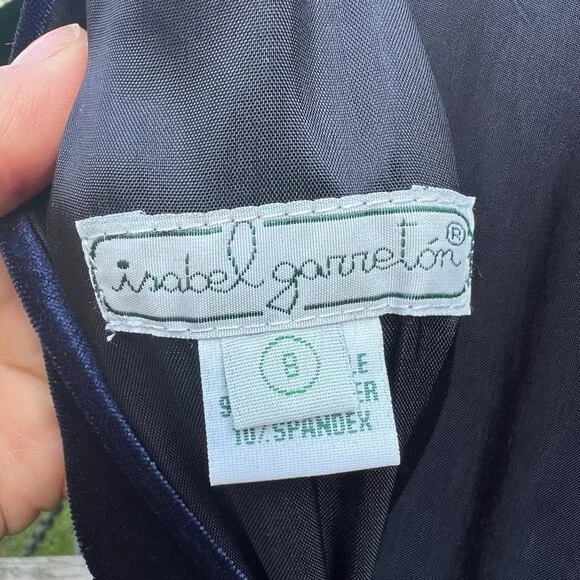 Navy Velvet Dress with Fancy Silver Trim Girls size 8 - Picture 4 of 4